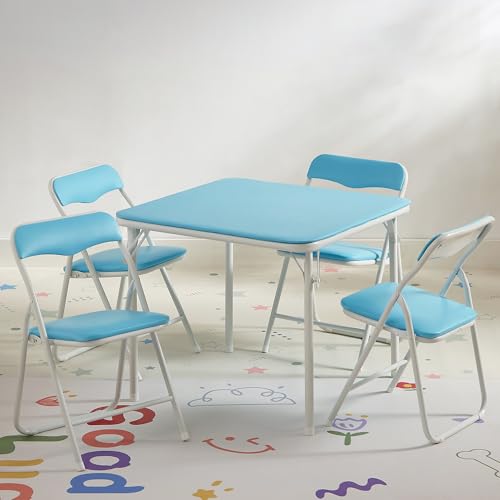 Kids Folding Activity Table and 4 Chairs Set, Padded Portable Furniture