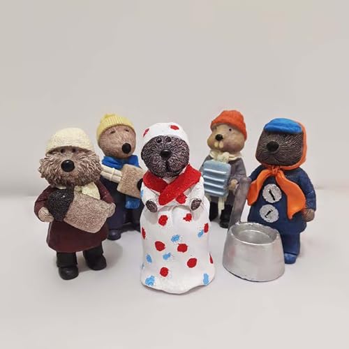 5-Piece Resin Otter Musician Figurines Set for Tabletop Holiday Decor