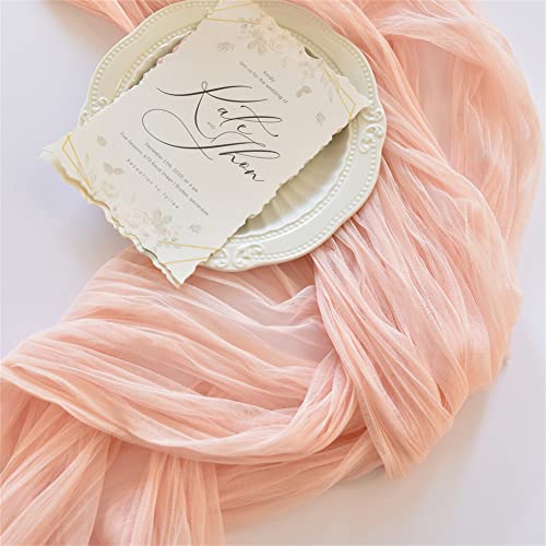 Peach Cheesecloth Table Runner 10ft Fall Wedding & Party Decor - Joanlody