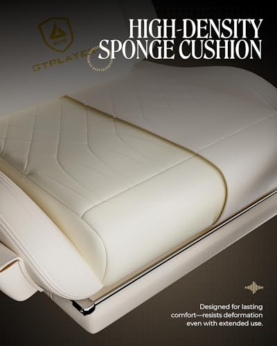 Ergonomic Gaming Chair with Bluetooth Speakers, Footrest and Recline, Off-White