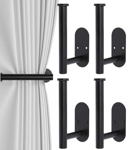4-Piece Stainless Steel Curtain Holdbacks, Wall-Mounted Drapery Tiebacks