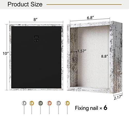 8x10 Shadow Box Frame with Front Opening Door & Real Glass - Distressed White