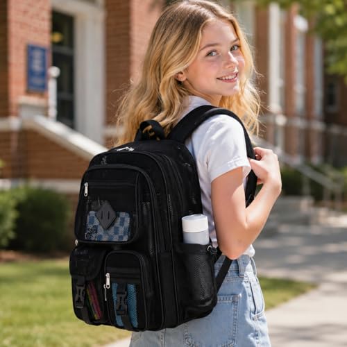 Heavy Duty Mesh Backpack - See-Through Net School & Travel Bookbag