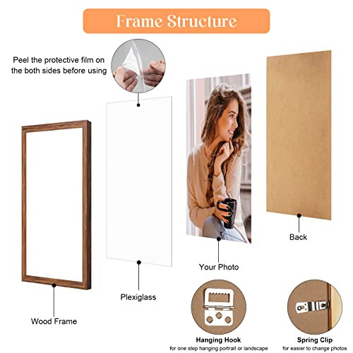 20x30 Solid Wood Picture Frame - Rustic Brown Poster Frame with HD Plexiglass