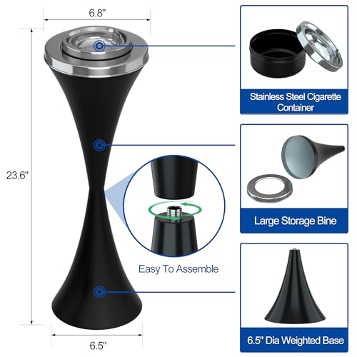 Stainless Steel Floor Standing Ashtray with Detachable Cigar Container