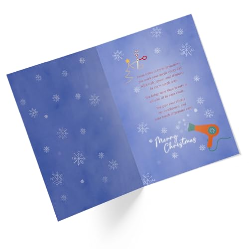 Hairstylist Christmas Card 5x7 with Envelope - Made in USA | 1Up Greetings (XmasHair1)