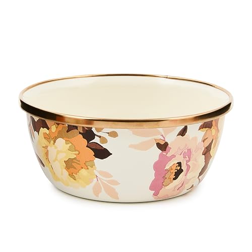 Enamel Pinch Bowl, 4.5-Inch Decorative Small Bowl, Wild Rose White