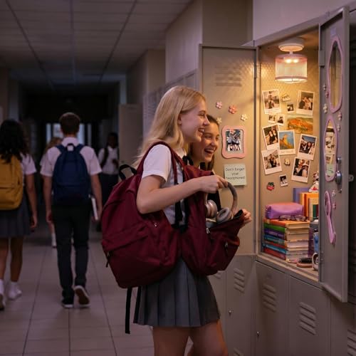 Magnetic LED Locker Light for School Students - Pink Manual Switch Lamp