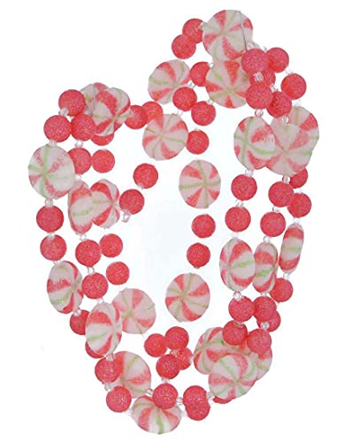 Regency Pink & White Glitter Candy Christmas Garland 6ft Beaded