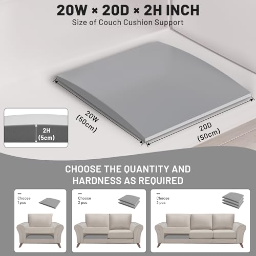 Sofa Cushion Support Pads for Sagging Couch Seats - 20x20x2 Inch, Set of 3