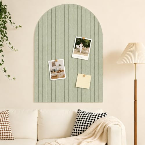 Large Arched Felt Bulletin Board Tiles - 36x24 Inch Sage Green Wall Decor