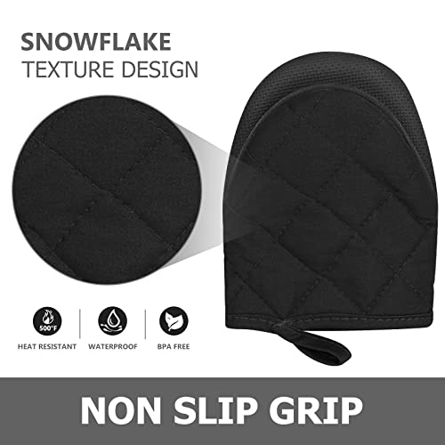 Short Silicone Oven Mitts, Heat-Resistant Kitchen Gloves with Non-Slip Grip