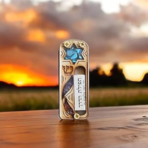 Wooden Star of David Car Mezuzah with Traveler's Prayer Scroll
