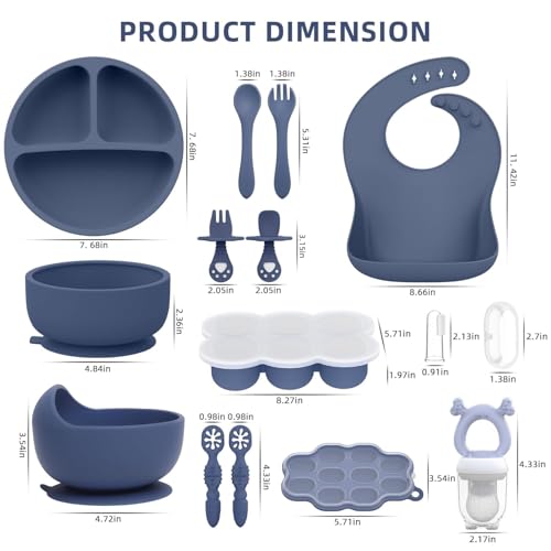16-Piece Silicone Baby Feeding Set with Suction Base for Starting Solids