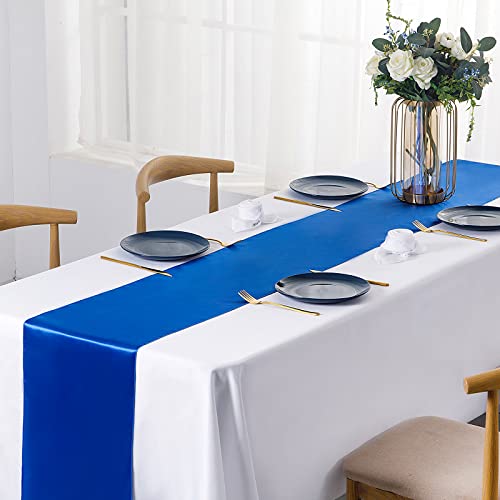 12 Pcs Royal Blue Satin Table Runners 12 x 108 Inches for Weddings & Events