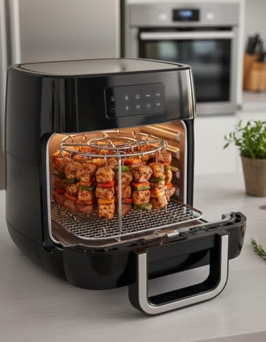 Stainless Steel Air Fryer Skewer Rack with 24 Skewers for 4-8 Quart Air Fryers
