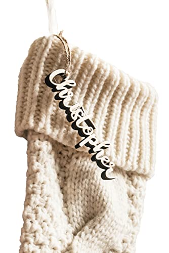 Personalized Wooden Christmas Stocking Tag - Custom Holiday Name Tag
