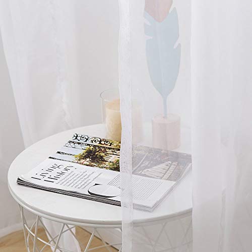 White Sheer Curtains 2 Panels - 54 x 84 Inch Light Filtering Voile Drapes
