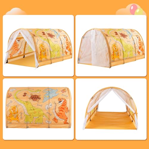 Kids Pop-Up Bed Tent with LED Lights - Foldable Toddler Play Canopy