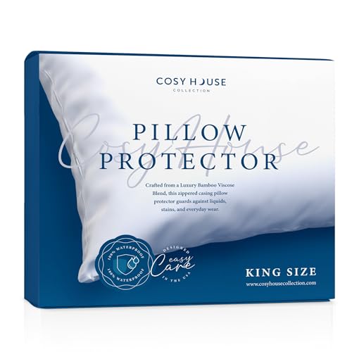 Waterproof King Size Pillow Protectors - Bamboo Rayon Cooling Set of 2
