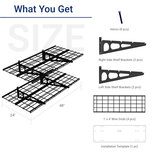 2-Pack 2x4ft Wall Mounted Garage Storage Racks 600 lbs Capacity