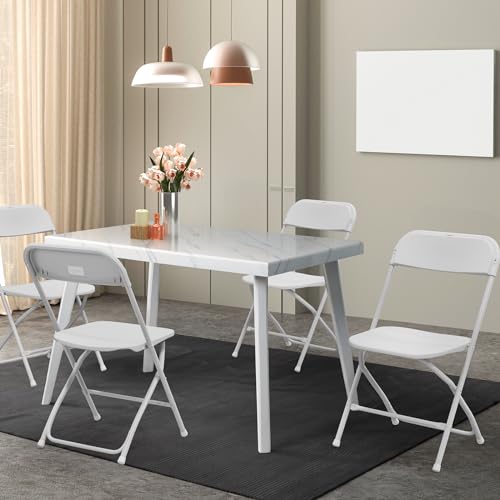 10-Pack White Plastic Folding Chairs - Commercial Steel Frame Event Seats