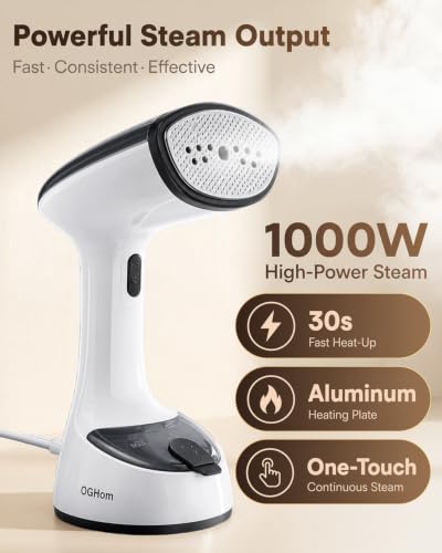 OGHom Handheld Foldable Clothes Steamer - 1000W Travel Garment Steamer