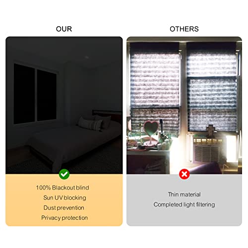 Cordless No Drill Stick On Window Shades - Cut to Size Pleated Blinds