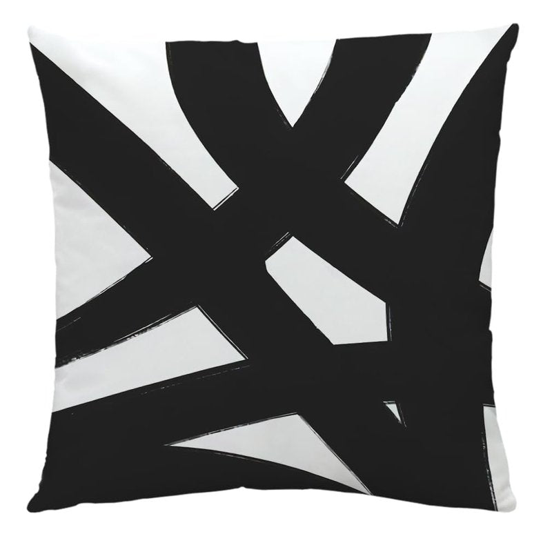 HYZUIMEI Black and White Pillow Cases Geometric Abstract Neutral Art Throw Pillow Cover 18 X 18 Inch -Set of 4，Modern Boho Decorative Cushion Cover,Bedroom Bed Outdoor Car Couch Sofa