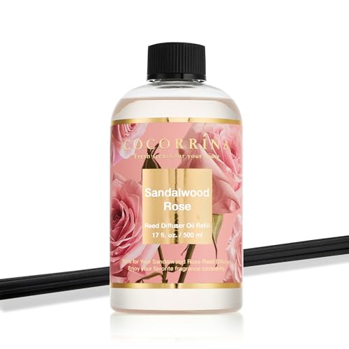Sandalwood Rose Reed Diffuser Refill Set - 17oz Long-Lasting Home Fragrance