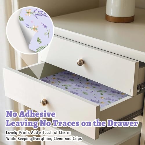 Lavender Scented Drawer Liners - 6 Non-Adhesive Sheets for Dressers & Closets