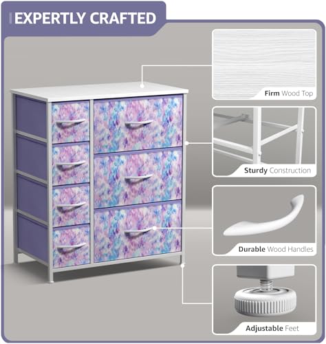 7-Drawer Dresser with Wood Top, Fabric Storage Chest for Kids Bedroom