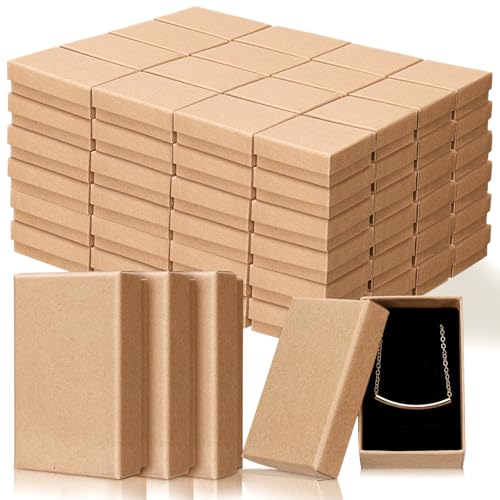 Tenceur 100 Pcs Christmas Jewelry Gift Boxes Bulk - 3.2 x 2 x 1.2 in Brown