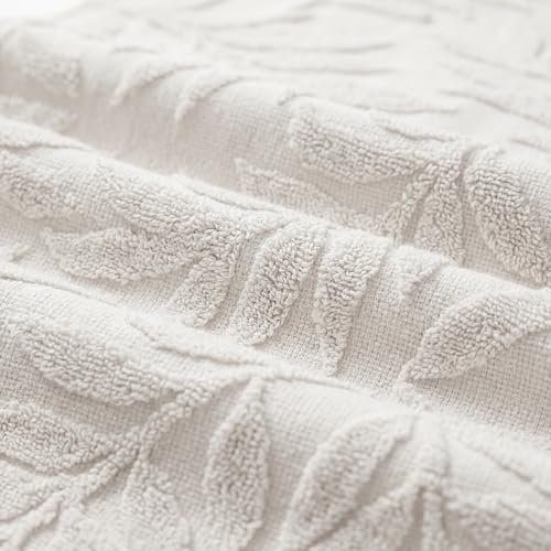 White Cotton 3D Jacquard Leaves Table Runner 13x72 Inch for Dining & Holiday Decor