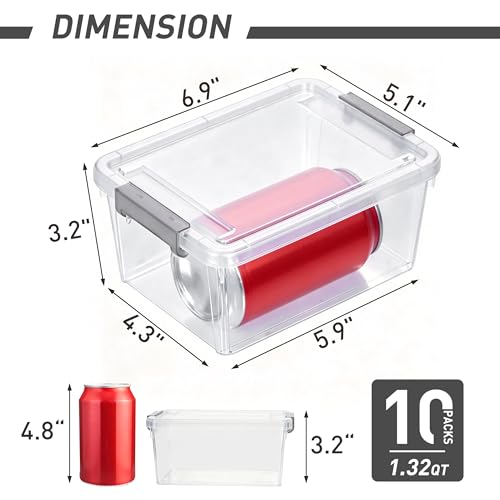 1.3Qt Small Plastic Storage Bins with Lids 10-Pack Stackable Containers