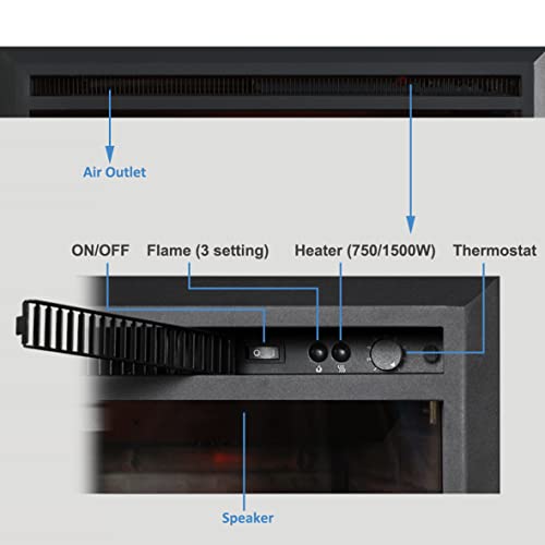 Electric Fireplace Insert with Sound and Remote Control 33 Inch