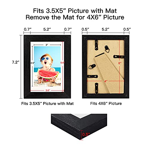4x6 Picture Frame Set, Distressed Farmhouse Wood Style Frames - 4 Pack