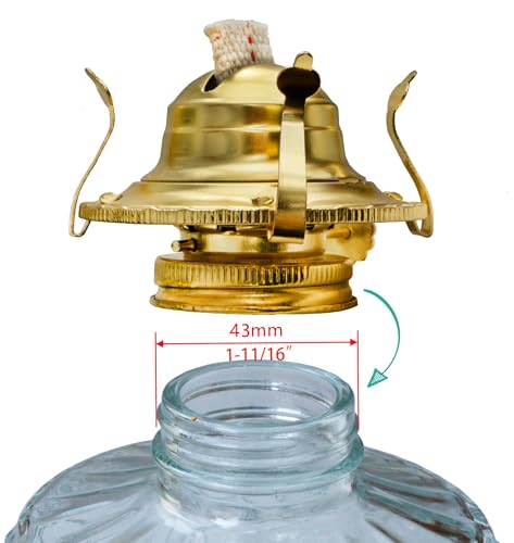 #2 Brass Plated Oil Lamp Burner Replacement with Wick & Chimney Holder
