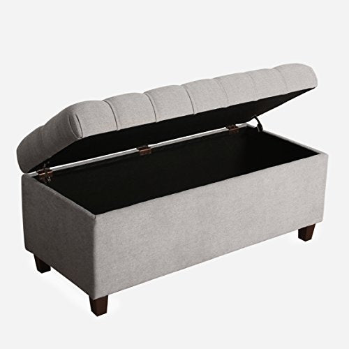 HomePop Grey Tufted Storage Ottoman Bench with Button Detailing - 40in
