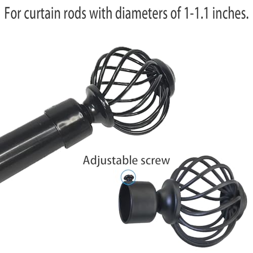 2pcs Black Metal Curtain Rod End Plugs for 28mm Rods