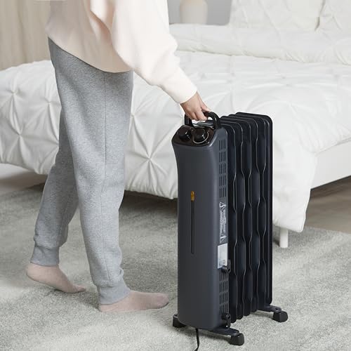 Portable Oil Space Heater 7-Fin 1500W Electric Radiator with Thermostat