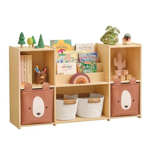 Montessori Kids Bookshelf and Toy Storage Organizer, 5-Compartment Cabinet