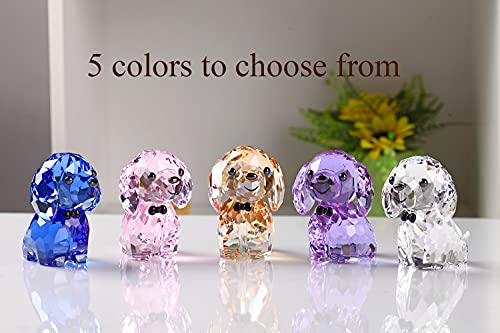 Blue DOJOZ Crystal Puppy Desktop Statue - Cute Glass Dog Figurine, Home Decor