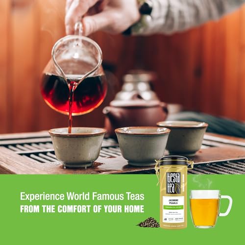 Tiesta Tea - Jasmine Pearls Green Tea, Loose Leaf, Single Origin Premium Jasmine from China, Medium Caffeinated, Makes Hot or Iced & Up to 50 Cups, 100% Pure Unblended, 5oz Refillable Tin