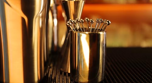 Lexenic Cocktail Picks Set with Holder - Needle Silver, 12 Stainless Steel Martini Skewers