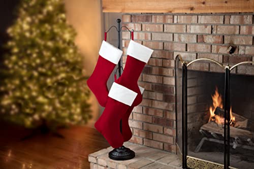 Haute Decor Adapt Adjustable Metal Christmas Stocking Tree Stand with 8 Hooks, Black - Versatile Holiday Decor