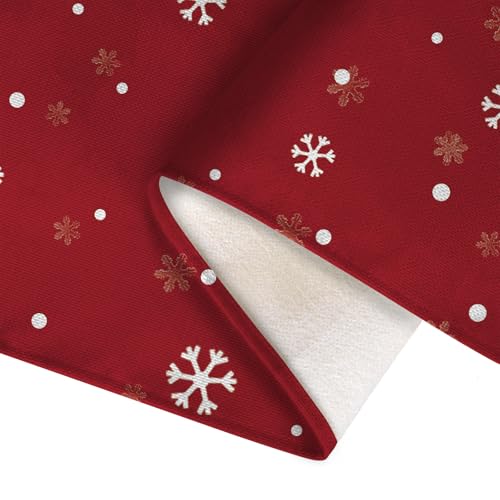Moutina Christmas Table Runner 13x36 Inch Red Snowflakes & Pine Trees Seasonal Decor