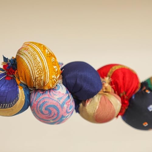 Desi Favors Handmade Kantha Saree Bead Garland Multi Color 6.5 FT Boho Xmas Banner