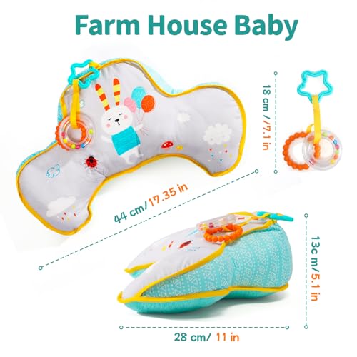 Ergonomic Tummy Time Pillow with Sensory Toys for Newborns and Infants