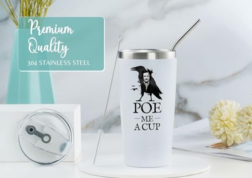 20 oz Stainless Steel Insulated Travel Mug - Edgar Allan Poe Gift for Men & Women